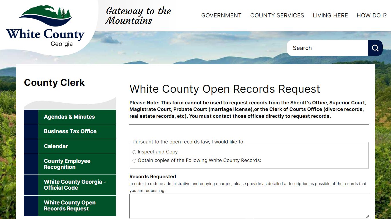 White County Open Records Request | White County Georgia