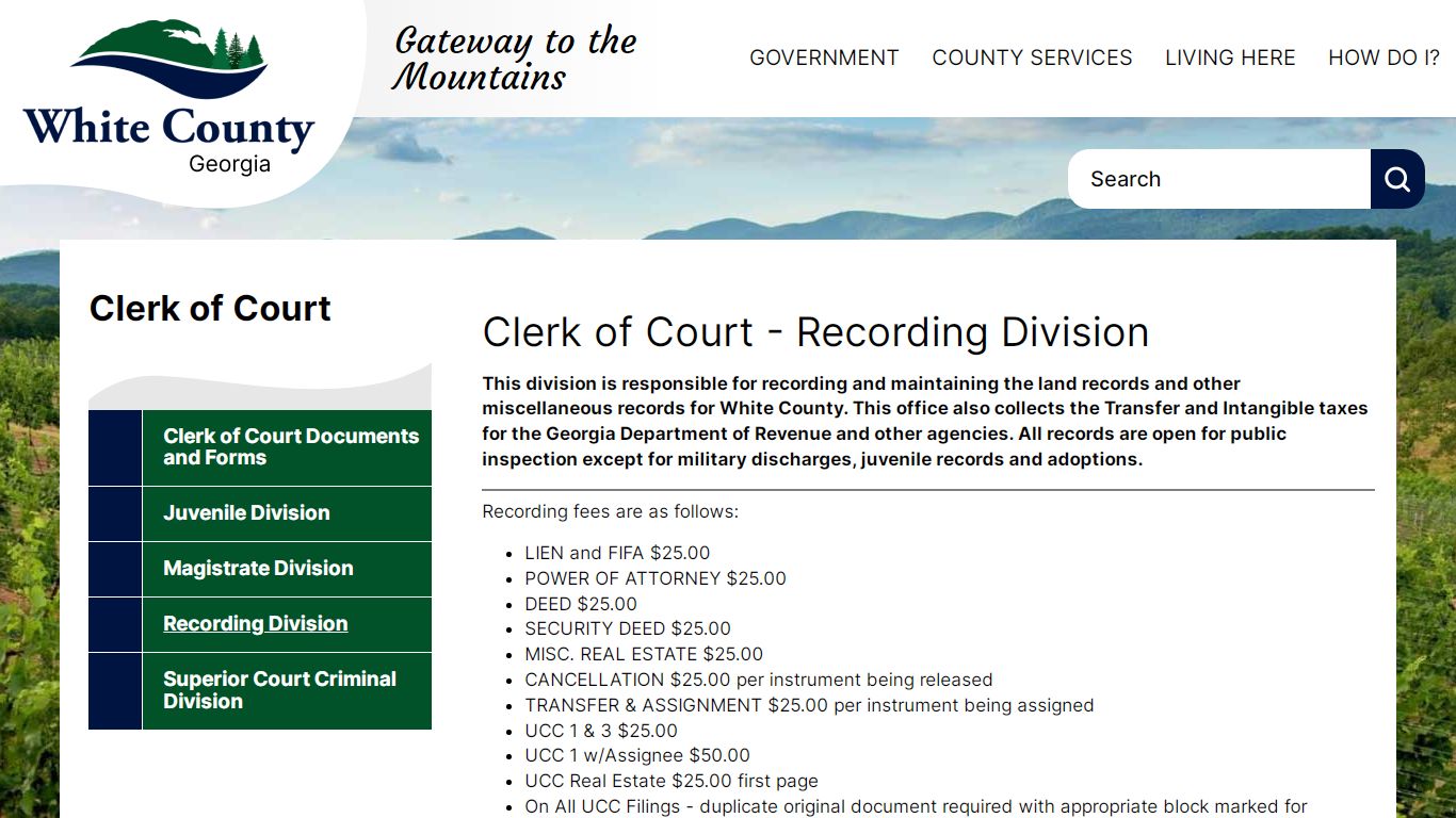 Clerk of Court - Recording Division | White County Georgia